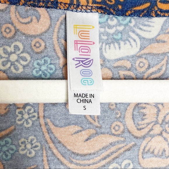 Lularoe Blue Orange Floral Perfect Tee Top Small - Picture 2 of 6